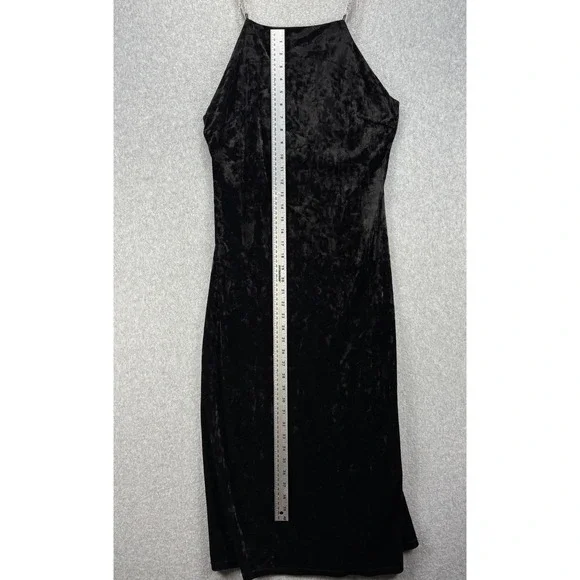 H&M Black Velour Rhinestone Strap Midi Dress Open Back Formal‎ Cocktail M - Picture 14 of 14